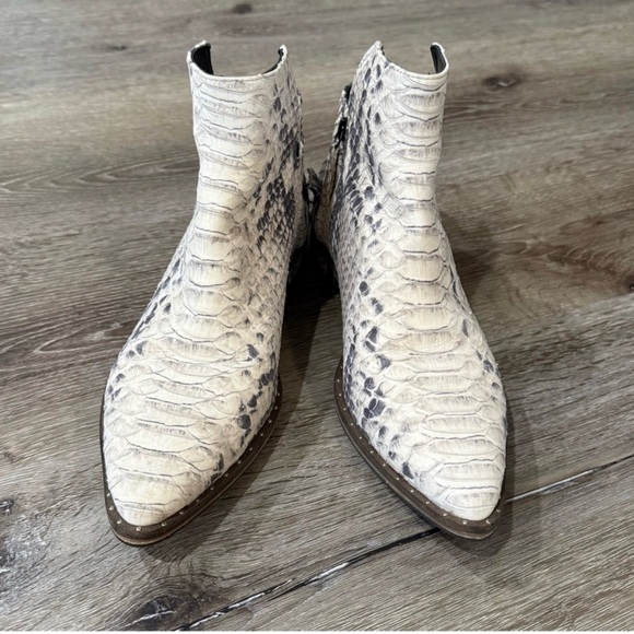 FREDA SALVADOR West Leather Double Zip Ankle‎ Boot in Black White Snake Size 6 - Picture 2 of 7